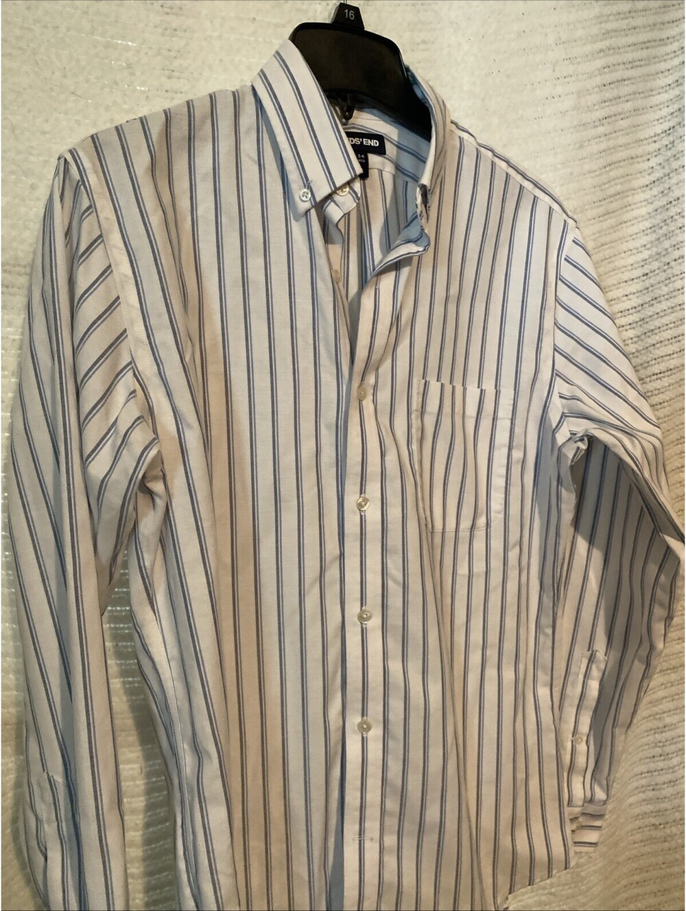 LANDS END NO IRON PINPOINT OXFORD TAILORED FIT TALL 15-35 LONG SLEEVE SHIRT